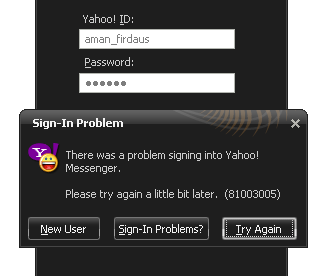 Yahoo! Messenger - Masalah Log Masuk