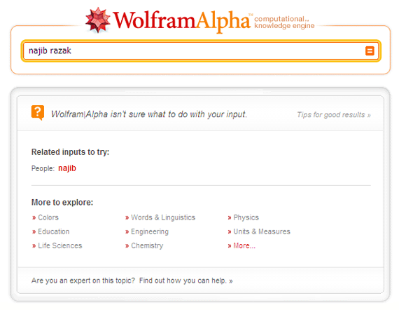 Wolfram Alpha - Najib Razak