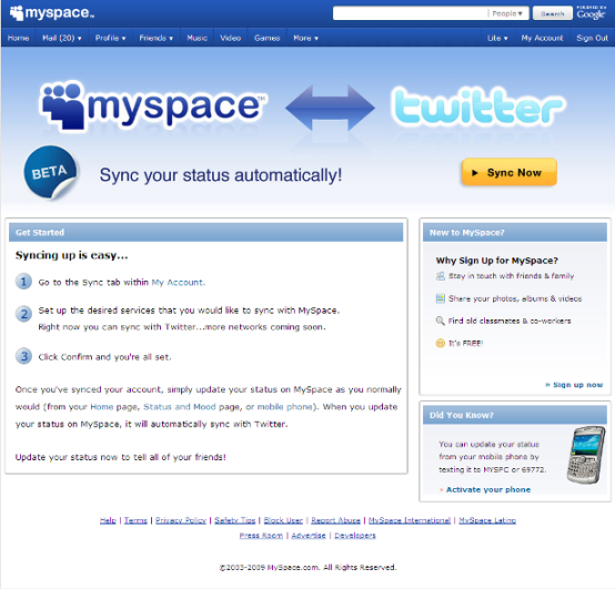 MySpace dan Twitter