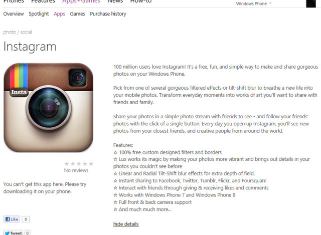 Instagram - Windows Phone Store