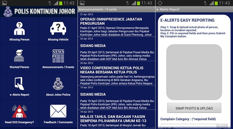 Aplikasi e-Alerts Polis Johor
