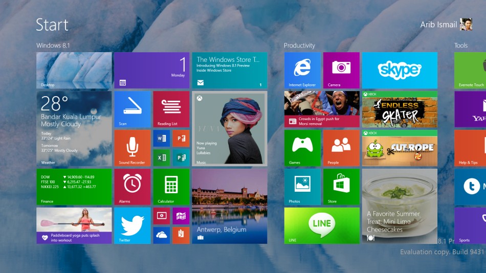 Windows 8.1 - Start Screen