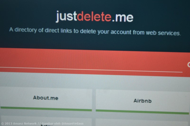 JustDelete.ME – Direktori Pautan Untuk Memadam Akaun Web Anda