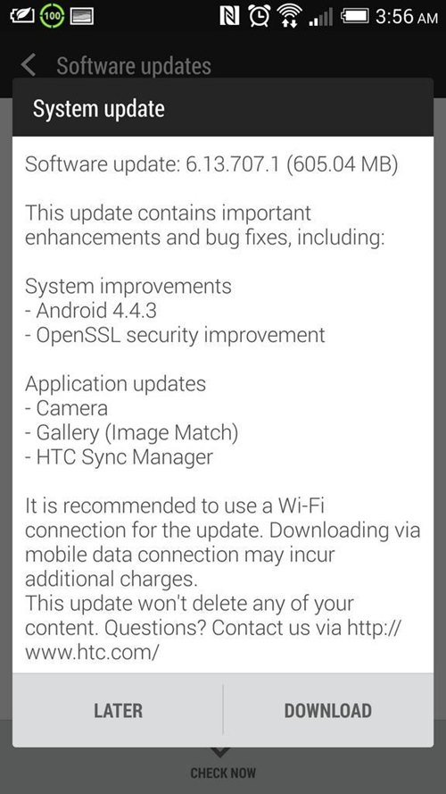 HTC one M7 Update