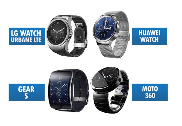 Perbandingan Huawei Watch, LG Watch Urbane LTE, Gear S & Moto 360