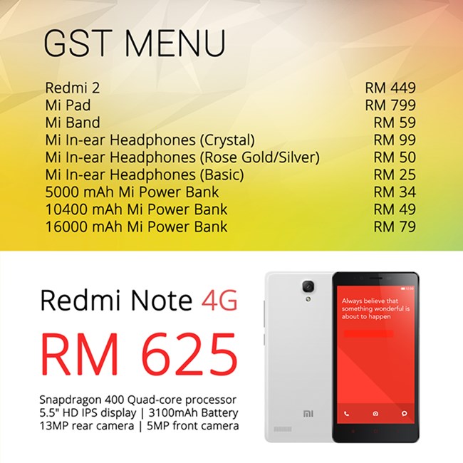 Xiaomi Malaysia GST