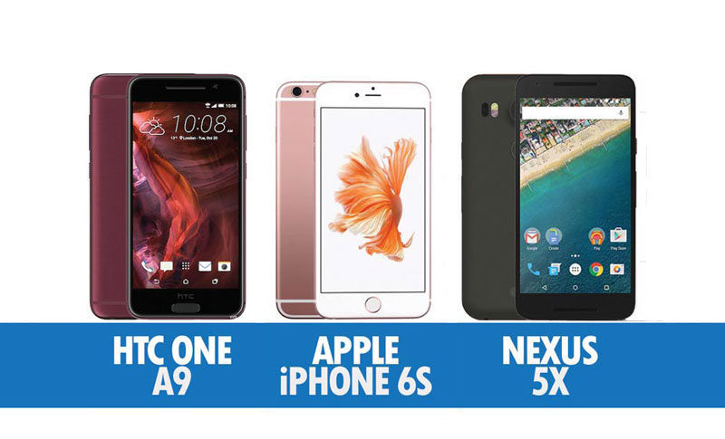 Perbandingan HTC One A9, Apple IPhone 6S & Google Nexus 5X