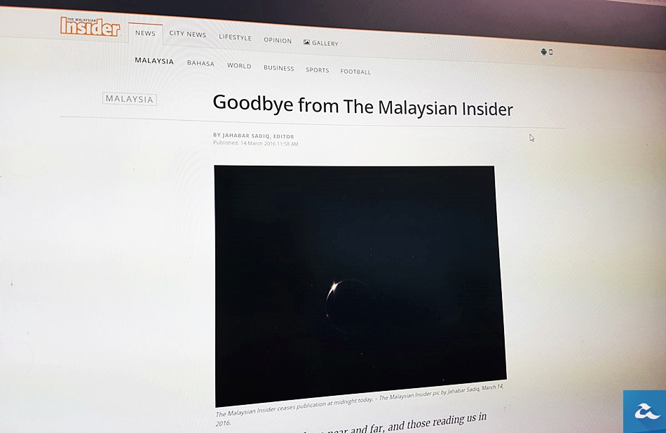 Portal Berita The Malaysian Insider Menghentikan Operasi Hari Ini