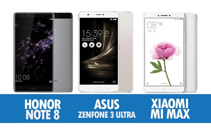 Perbandingan Honor Note 8, Asus Zenfone 3 Ultra &  Xiaomi Mi Max