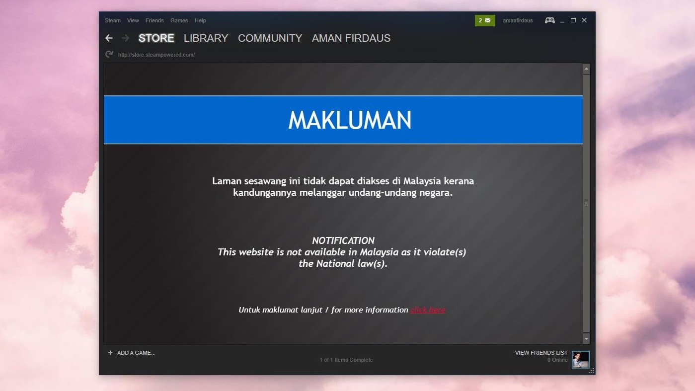 SKMM Potong Steam – Steam Kini Kembali Boleh Diakses Di Malaysia