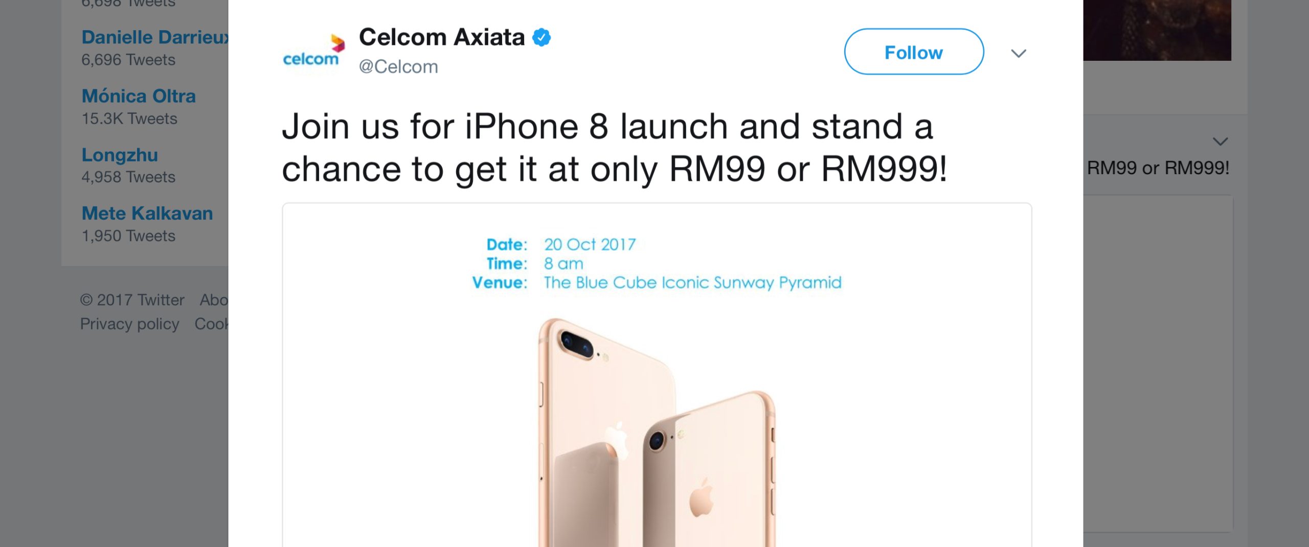 Celcom Menawarkan iPhone 8 Serendah RM 99 Pada Pelancarannya 20 Oktober Ini