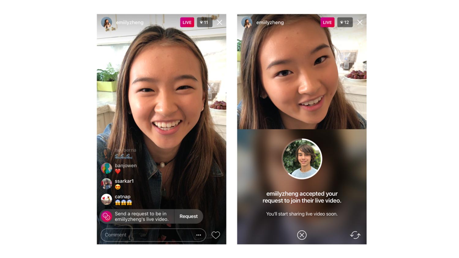 Fungsi Meminta Menyertai Penstriman Instagram Live Rakan Kini Diaktifkan