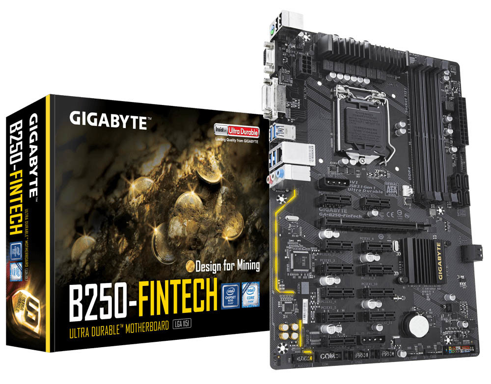 GIGABYTE Mengumumkan Papan Induk B250-FinTech Dengan 12 Slot PCIe Untuk Pelombong Kriptowang