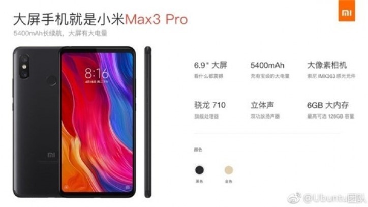 Spesifikasi Xiaomi Mi Max 3 Pro Tertiris