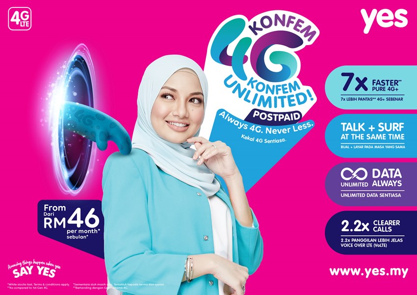 YES Hadir Dengan Pelan 4G Tanpa Had Pada Harga Bermula Serendah RM46