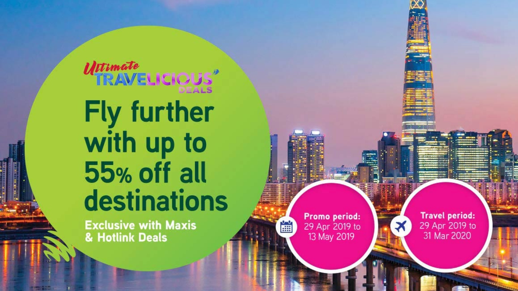 Maxis Berkerjasama Dengan Malaysia Airlines – Menawarkan Diskaun Tiket Penerbangan Sehingga 55%