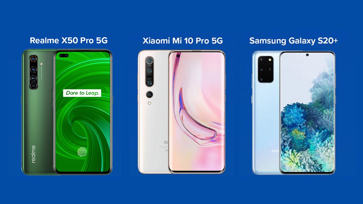 Perbandingan Realme X50 Pro 5G, Xiaomi Mi 10 Pro Dan Samsung Galaxy S20+
