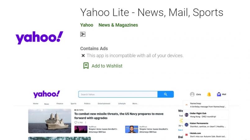 Yahoo Lite Adalah Aplikasi Yahoo Untuk Peranti Kelas Permulaan