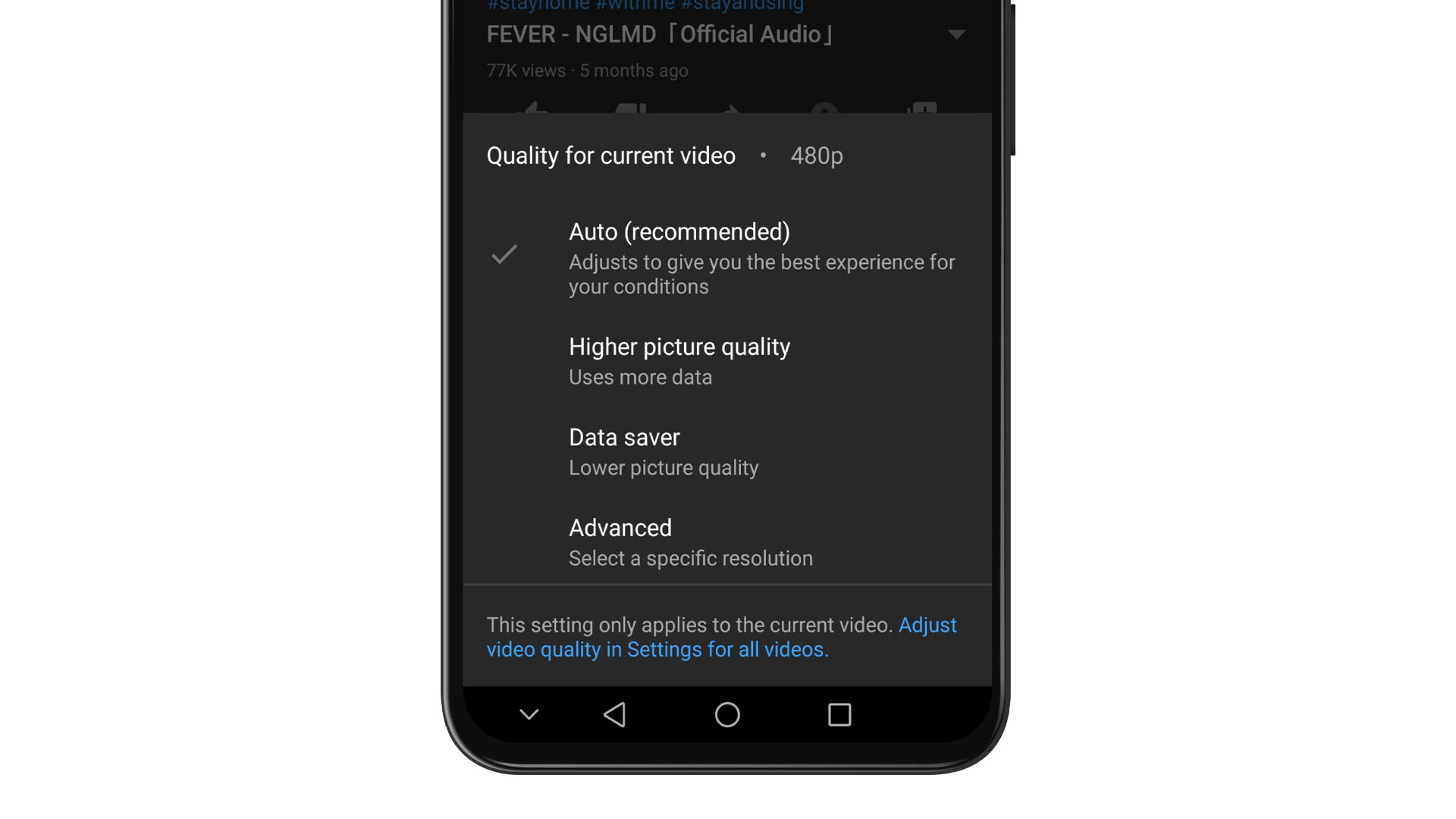 Kualiti Video Lalai Kini Boleh Ditetapkan Di Dalam Aplikasi YouTube Seakan Netflix