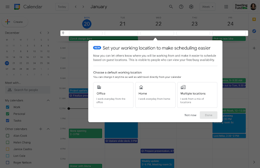 Google Calendar Kelak Membenarkan Pengguna Menetapkan Sama Ada Bekerja Dari Rumah Atau Pejabat