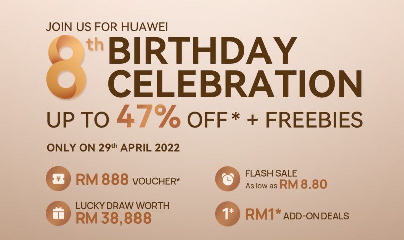 Promosi Ulangtahun HUAWEI Online Store ke-8 Menawarkan Diskaun Sehingga RM 700 Untuk Produk Terpilih