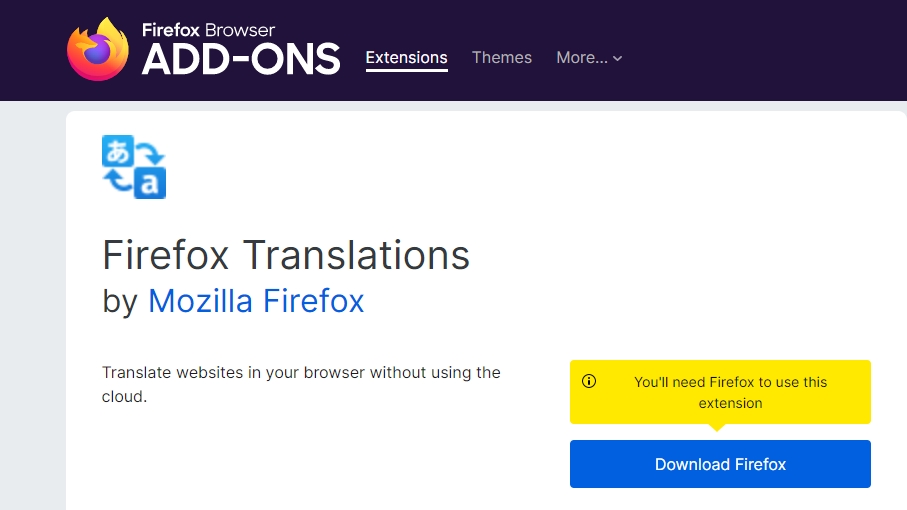 Mozilla Kini Menyertakan Ciri Penterjemahan Luar Talian Pada Firefox