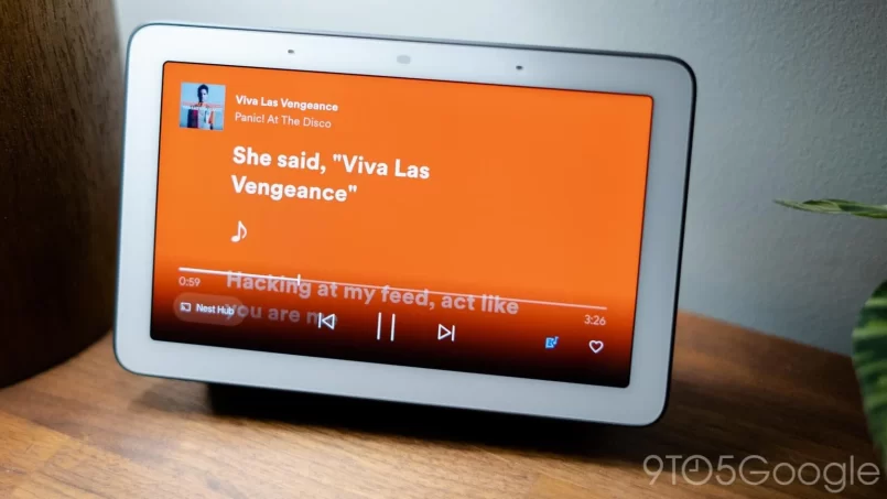 Spotify Kini Boleh Memaparkan Lirik Lagu Pada Paparan Pintar Google Nest Hub