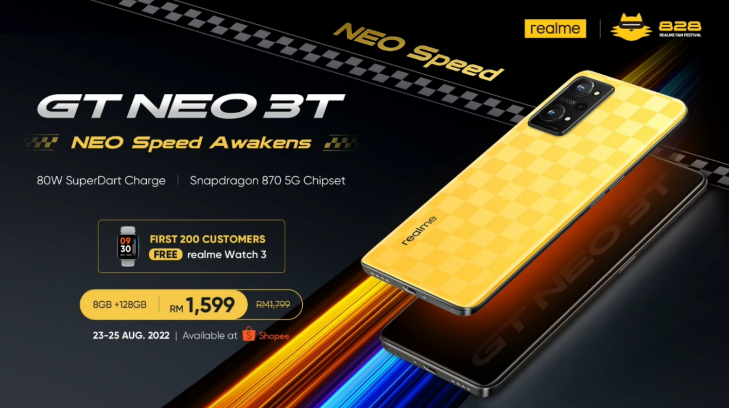 Realme GT Neo 3T Kini Rasmi Di Malaysia Pada Harga RM1799