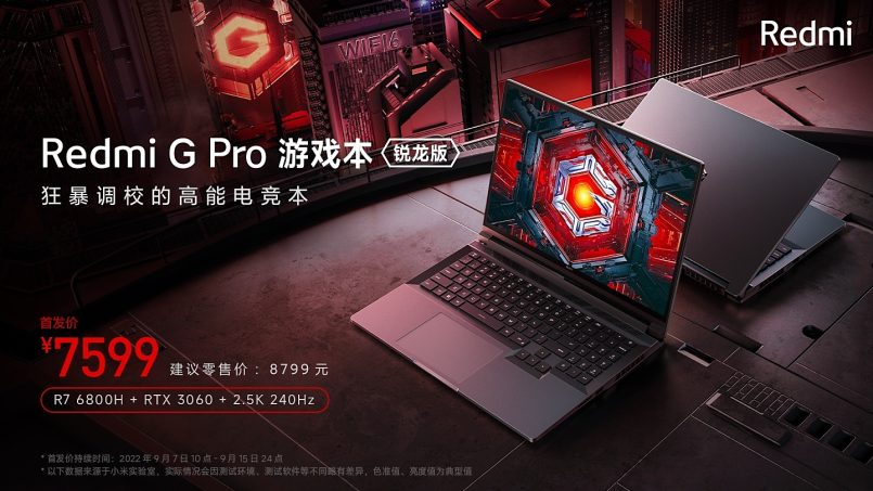 Redmi G Pro Ryzen Edition Dilancarkan Dengan Skrin 240Hz Dan CPU AMD Ryzen 7 6800H
