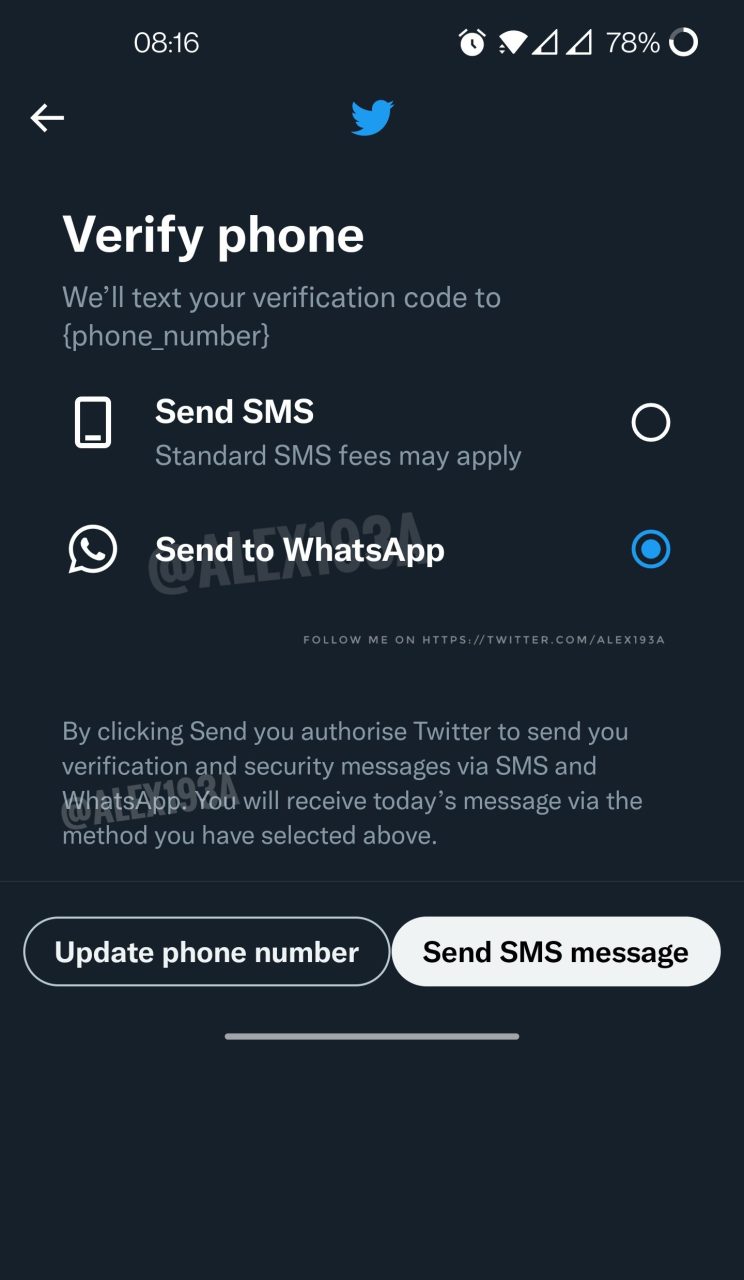 Twitter Menguji Kemampuan Penghantaran Kod Pengesahan Melalui WhatsApp