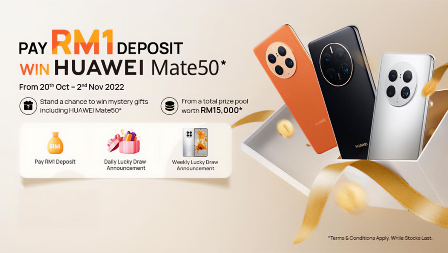 Pratempahan Siri Huawei Mate 50 Kini Dibuka Dengan Deposit RM1 Sahaja