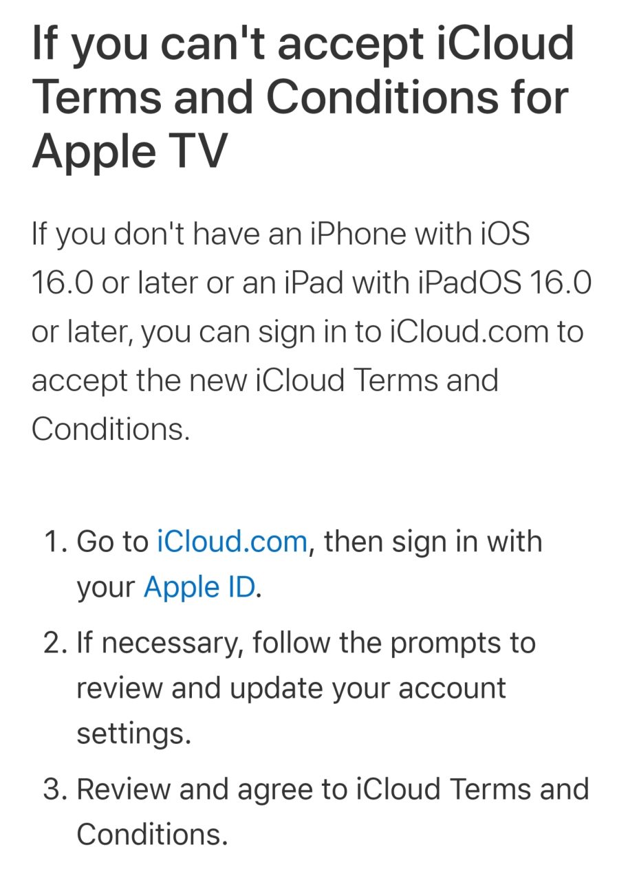 iCloud TnC Apple TV 2023