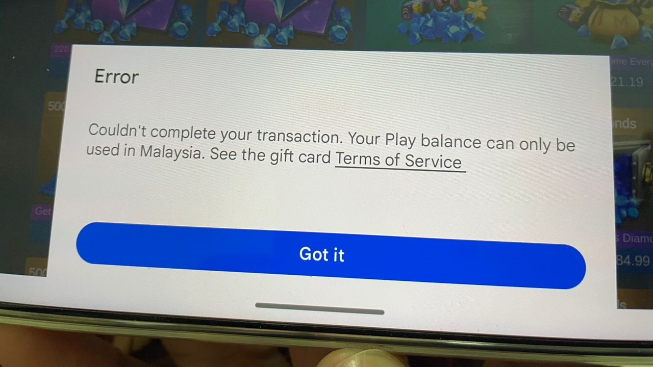 Kredit Google Play Tidak Boleh Digunakan Untuk Pembelian Pada Waktu Ini